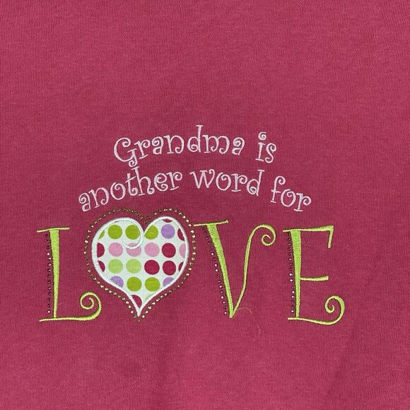 Vtg Grandmas Love Novelty Sweatshirt Women Large Pink Embroidered Crewneck 90s - Picture 3 of 11